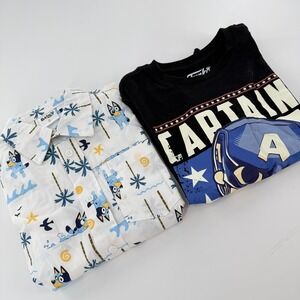 Bluey Funko Marvel Captain America Shirt Bundle Kids Size Small XS White Black